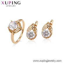 64635 xuping 18k plaqué or classique Royal Design bague de fiançailles ensemble de bijoux pour les femmes